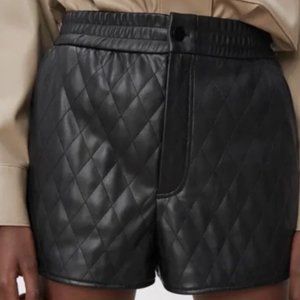 Zara black faux leather quilted shorts NWT XS